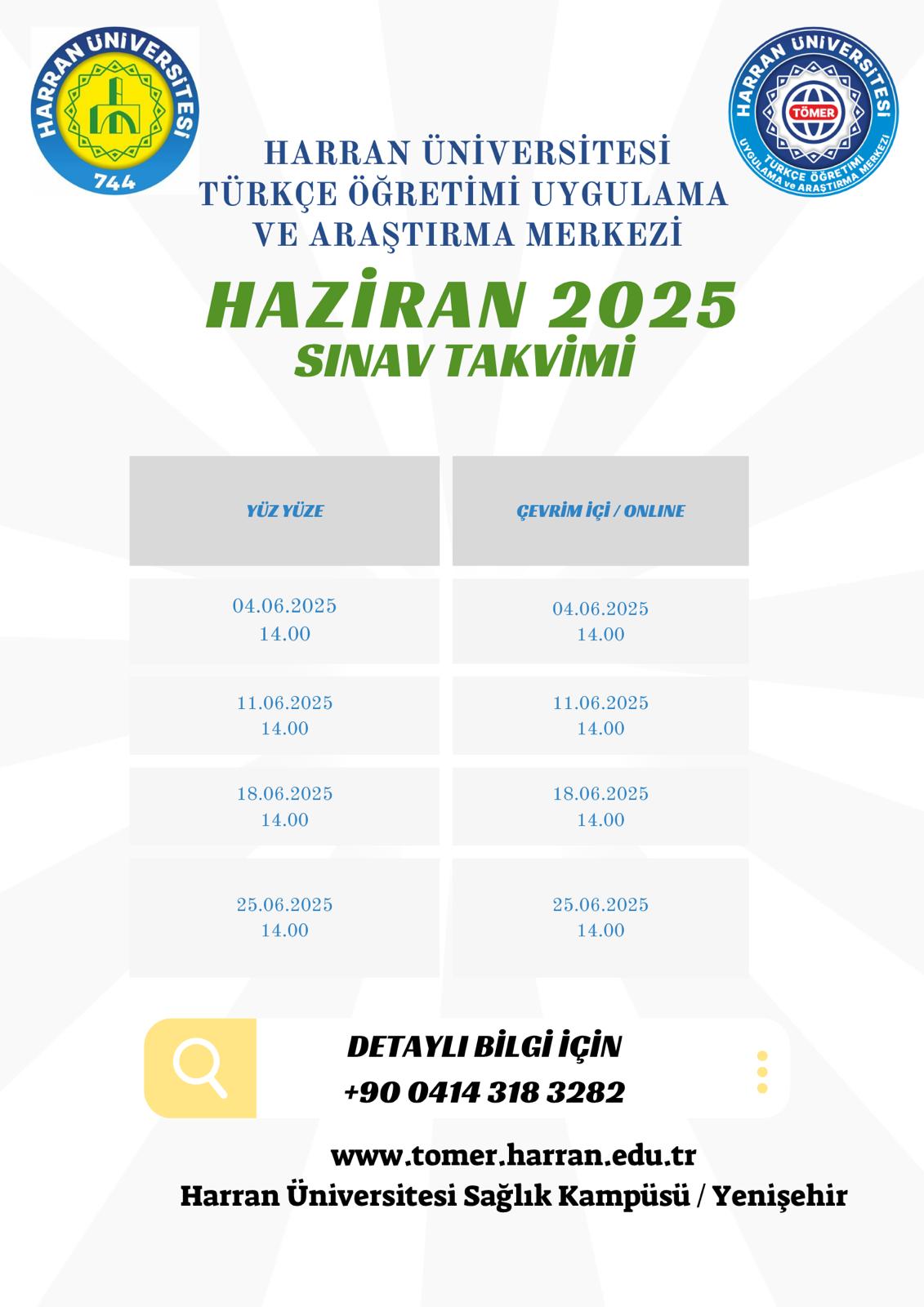 TÖMER SINAV TAKVİMİ