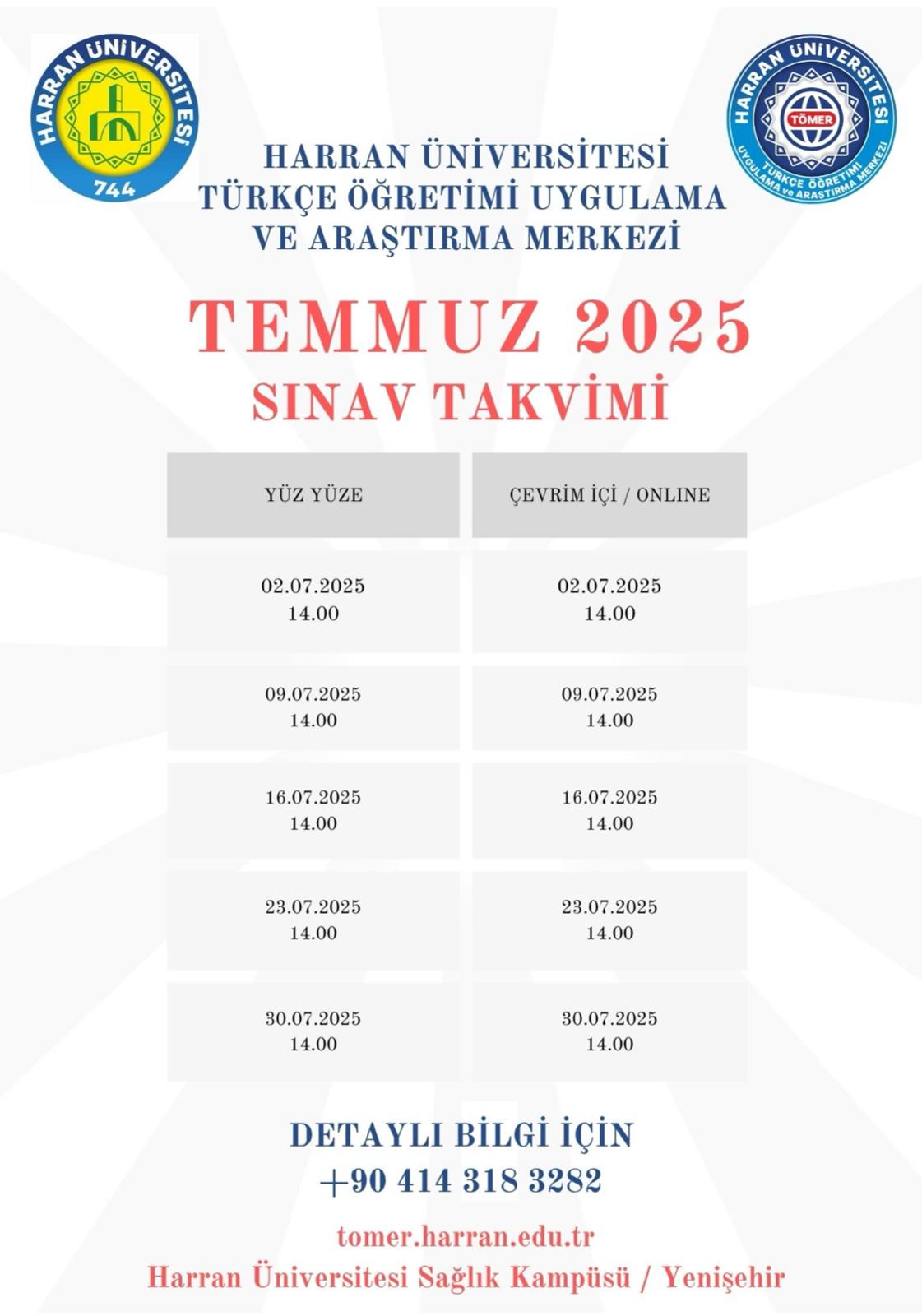 TÖMER SINAV TAKVİMİ